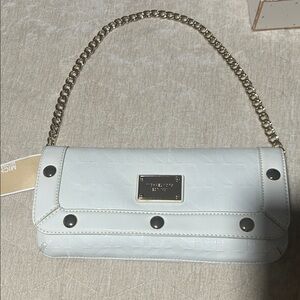 Michael Kors White Shoulder Bag with Gold Accents